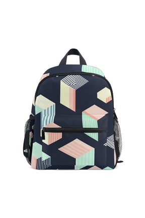 Kids School Backpack with Front Zippered Pocket 12" Student Travel Daypack, Black Cubes
