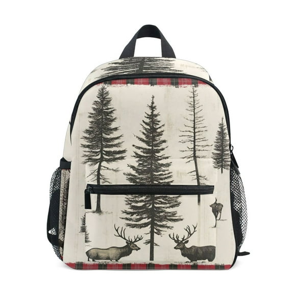 FORMRS School Backpack with Front Zippered Pocket 12" Student Travel Daypack, Black Deer