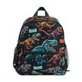 thumbnail image 1 of FORMRS School Backpack with Front Zippered Pocket 12" Student Travel Daypack, Black Dinosaurs Pattern, 1 of 6