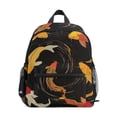 thumbnail image 1 of FORMRS School Backpack with Front Zippered Pocket 12" Student Travel Daypack, Black Fish Pattern, 1 of 6