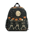 thumbnail image 1 of FORMRS School Backpack with Front Zippered Pocket 12" Elementary Student Travel Daypack, Black Halloween Dancing Skeleton, 1 of 6