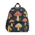 thumbnail image 1 of FORMRS Kids School Backpack with Front Zippered Pocket 12" Student Travel Daypack, Black Mushroom Pattern, 1 of 6