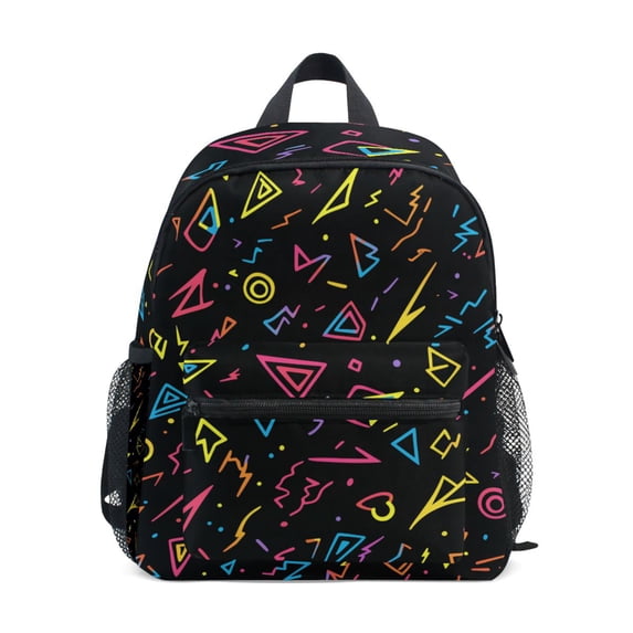 FORMRS School Backpack with Front Zippered Pocket 12" Student Travel Daypack, Black Neon Lightning