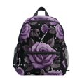 thumbnail image 1 of FORMRS School Backpack with Front Zippered Pocket 12" Student Travel Daypack, Black Roses, 1 of 6