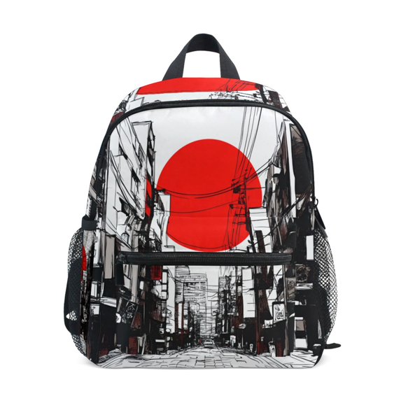 FORMRS School Backpack with Front Zippered Pocket 12" Student Travel Daypack, Black Streets