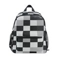 thumbnail image 1 of FORMRS School Backpack with Front Zippered Pocket 12" Student Travel Daypack, Black and Gray Plaid Pattern, 1 of 6