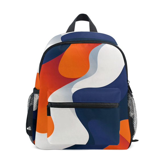 FORMRS School Backpack with Front Zippered Pocket 12" Student Travel Daypack, Blue Abstract Wavy