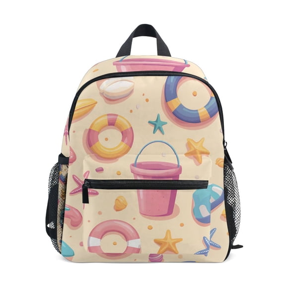 FORMRS School Backpack with Front Zippered Pocket 12" Student Travel Daypack, Blue Beach Toys Pattern