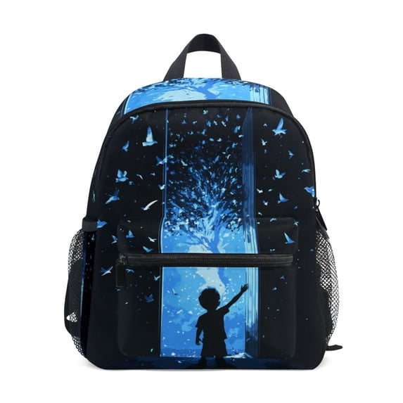 FORMRS Kids School Backpack with Front Zippered Pocket 12" Student Travel Daypack, Blue Butterfly