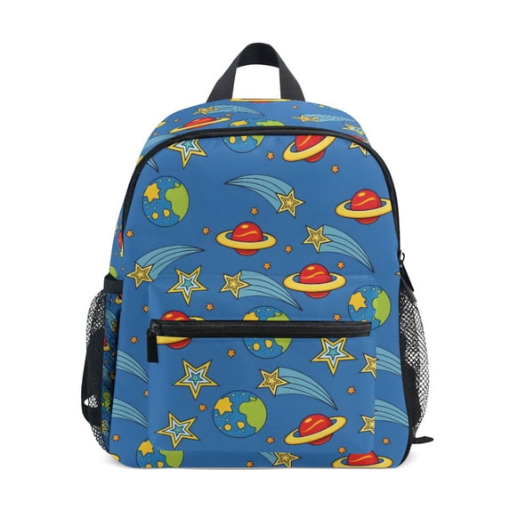 FORMRS Kids School Backpack with Front Zippered Pocket 12" Student Travel Daypack, Blue Cartoon Galaxy