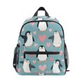 thumbnail image 1 of FORMRS School Backpack with Front Zippered Pocket 12" Student Travel Daypack, Blue Cartoon Penguins Pattern, 1 of 6