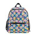 thumbnail image 1 of FORMRS Kids School Backpack with Front Zippered Pocket 12" Student Travel Daypack, Blue Checkered Daisy, 1 of 6