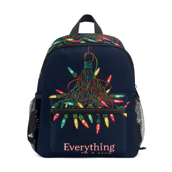FORMRS School Backpack with Front Zippered Pocket 12" Student Travel Daypack, Blue Christmas Light