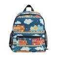thumbnail image 1 of FORMRS School Backpack with Front Zippered Pocket 12" Elementary Student Travel Daypack, Blue Cute Train Pattern, 1 of 6