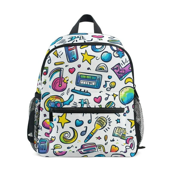 FORMRS School Backpack with Front Zippered Pocket 12" Student Travel Daypack, Blue Doodle Pattern