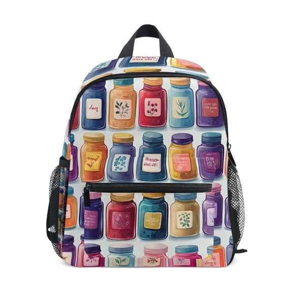 FORMRS School Backpack with Front Zippered Pocket 12" Student Travel Daypack, Blue Jam Jars