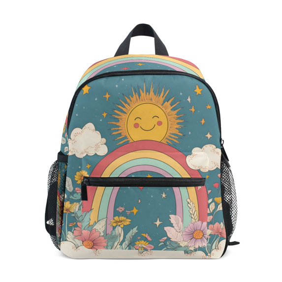 FORMRS School Backpack with Front Zippered Pocket 12" Student Travel Daypack, Blue Rainbow