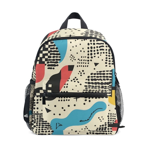 FORMRS School Backpack with Front Zippered Pocket 12" Student Travel Daypack, Blue Retro Print