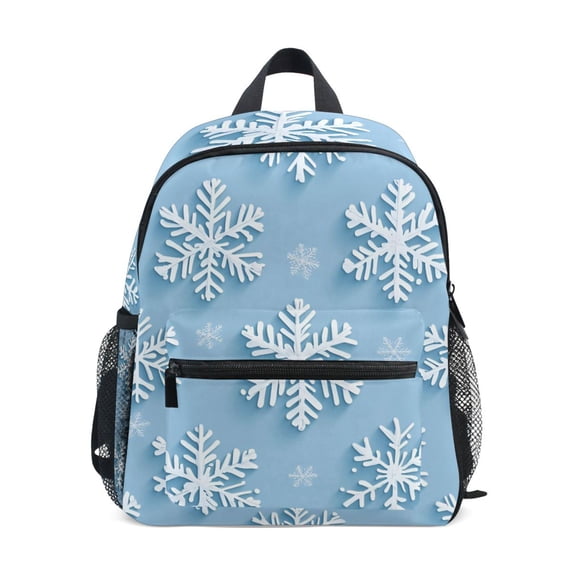 FORMRS School Backpack with Front Zippered Pocket 12" Student Travel Daypack, Blue Snowflake