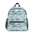 thumbnail image 1 of FORMRS School Backpack with Front Zippered Pocket 12" Student Travel Daypack, Blue Trains Pattern, 1 of 6