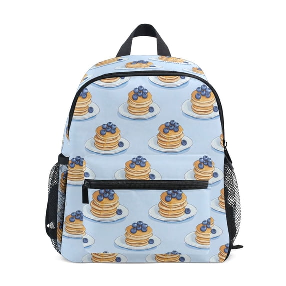 FORMRS Kids School Backpack with Front Zippered Pocket 12" Student Travel Daypack, Blueberry Pancake Pattern
