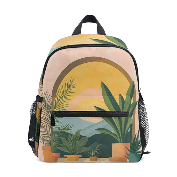 FORMRS School Backpack with Front Zippered Pocket 12" Student Travel Daypack, Boho Plants