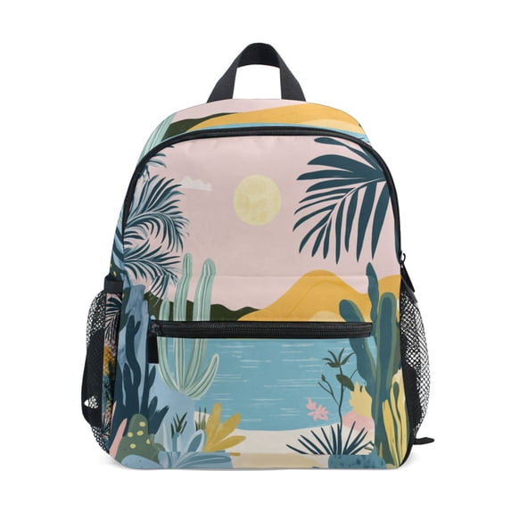 FORMRS Kids School Backpack with Front Zippered Pocket 12" Student Travel Daypack, Boho Style Sun