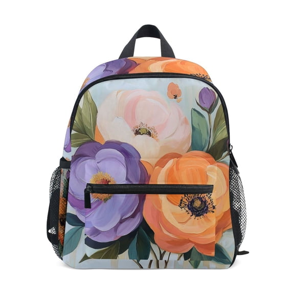 FORMRS School Backpack with Front Zippered Pocket 12" Student Travel Daypack, Bright Flowers