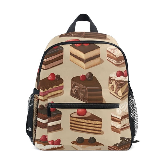 FORMRS Kids School Backpack with Front Zippered Pocket 12" Student Travel Daypack, Brown Cakes