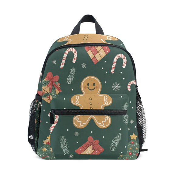 FORMRS School Backpack with Front Zippered Pocket 12" Student Travel Daypack, Brown Christmas Gingerbread