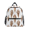 thumbnail image 1 of FORMRS School Backpack with Front Zippered Pocket 12" Student Travel Daypack, Brown Ice Cream Pattern, 1 of 6