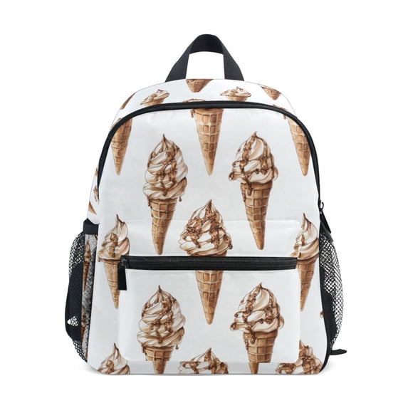 FORMRS School Backpack with Front Zippered Pocket 12" Student Travel Daypack, Brown Ice Cream Pattern