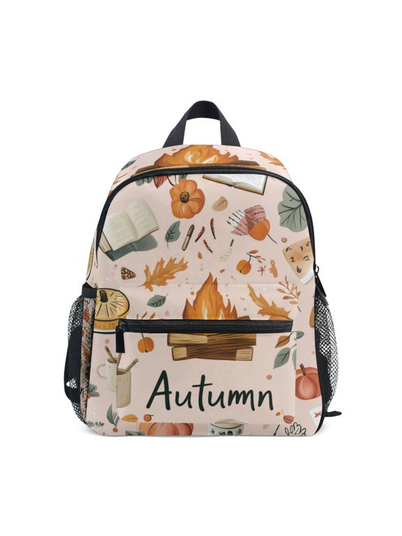Kids School Backpack with Front Zippered Pocket 12" Student Travel Daypack, Campfire Pattern