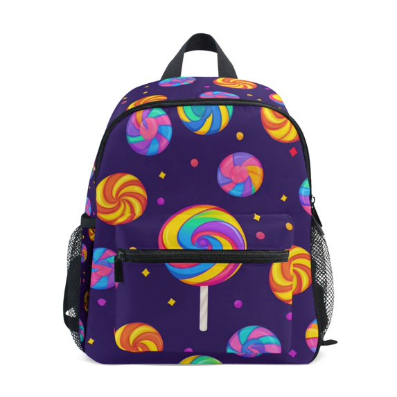 FORMRS Kids School Backpack with Front Zippered Pocket 12" Student Travel Daypack, Candy Carnival