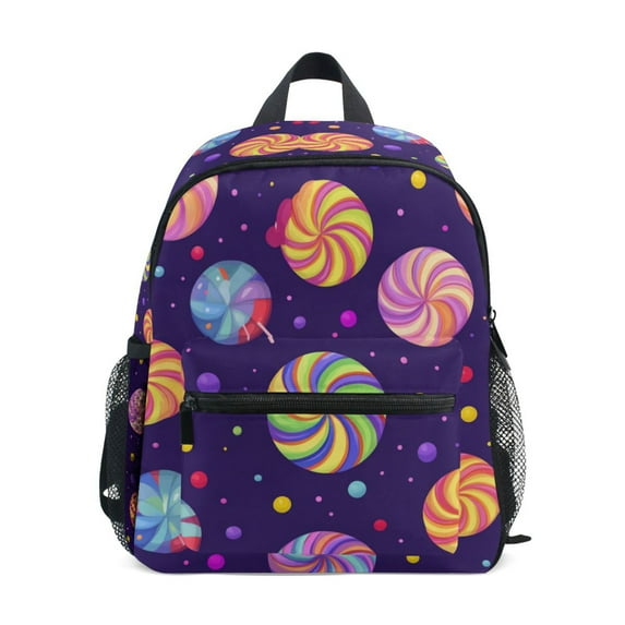 FORMRS Kids School Backpack with Front Zippered Pocket 12" Student Travel Daypack, Candy Cosmic Swirls