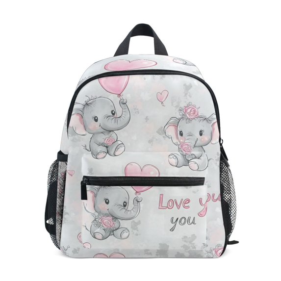 FORMRS School Backpack with Front Zippered Pocket 12" Student Travel Daypack, Cartoon Elephant