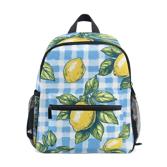FORMRS School Backpack with Front Zippered Pocket 12" Student Travel Daypack, Cartoon Plaid Lemon