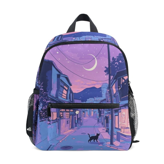 FORMRS School Backpack with Front Zippered Pocket 12" Student Travel Daypack, Cat Walking in Street