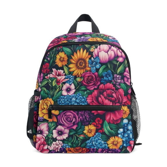 FORMRS Kids School Backpack with Front Zippered Pocket 12" Student Travel Daypack, Charming Floral Pattern