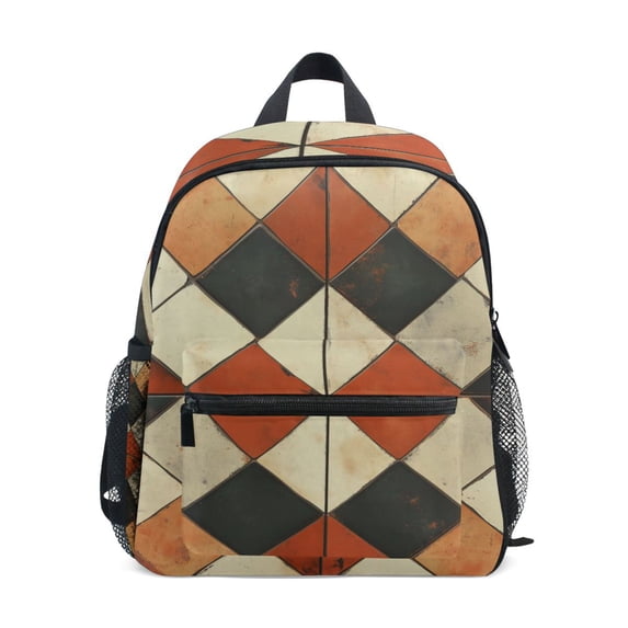FORMRS Kids School Backpack with Front Zippered Pocket 12" Student Travel Daypack, Checkered Pattern