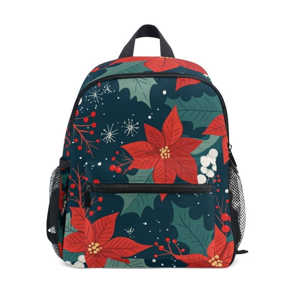FORMRS School Backpack with Front Zippered Pocket 12" Student Travel Daypack, Christmas Berries