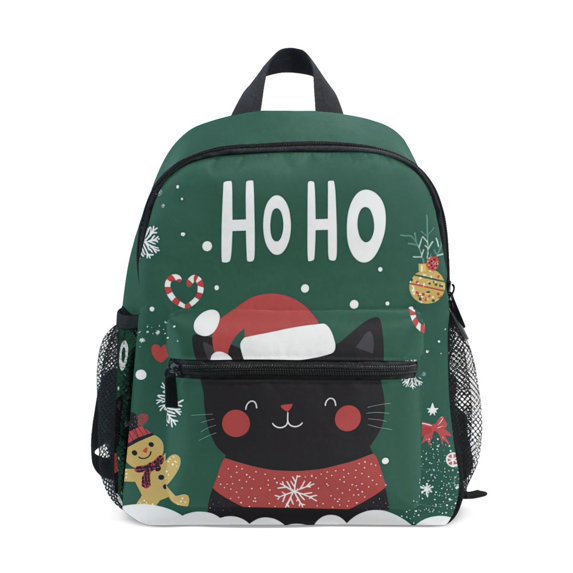 FORMRS Kids School Backpack with Front Zippered Pocket 12" Student Travel Daypack, Christmas Cat