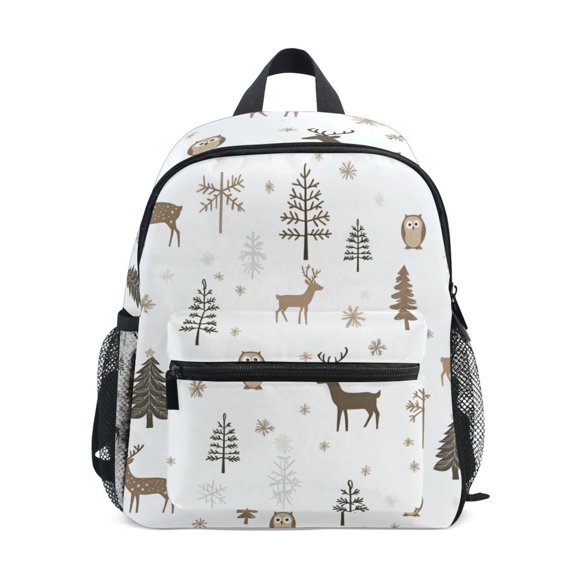 FORMRS School Backpack with Front Zippered Pocket 12" Student Travel Daypack, Christmas Forest