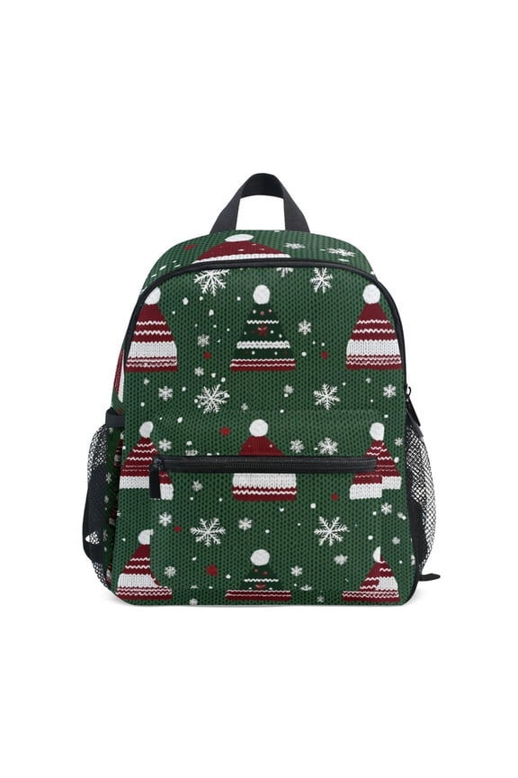 School Backpack with Front Zippered Pocket 12" Student Travel Daypack, Christmas Hats