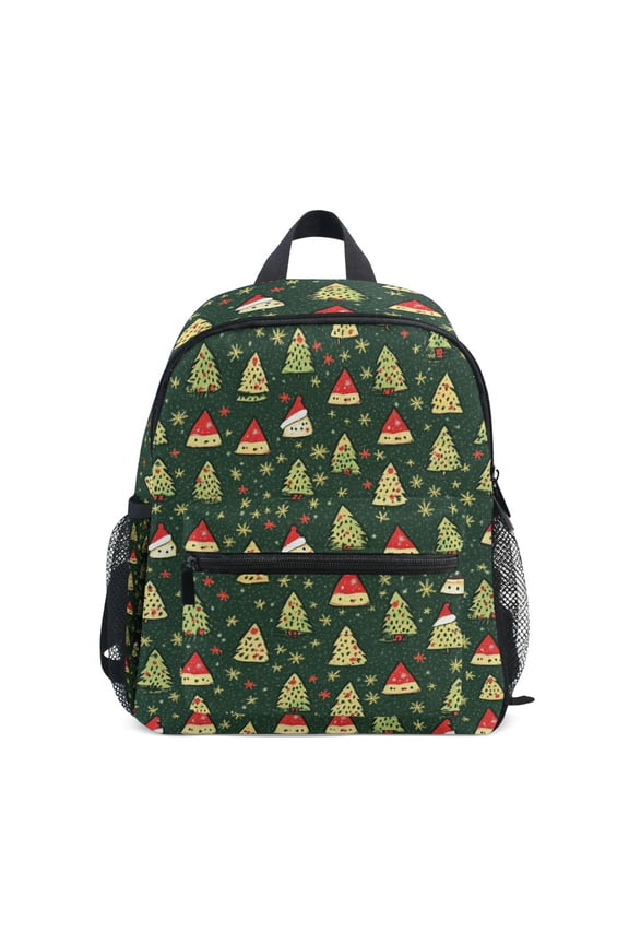 School Backpack with Front Zippered Pocket 12" Student Travel Daypack, Christmas Tree