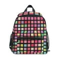 thumbnail image 1 of FORMRS School Backpack with Front Zippered Pocket 12" Student Travel Daypack, Colorful Block Pattern, 1 of 6