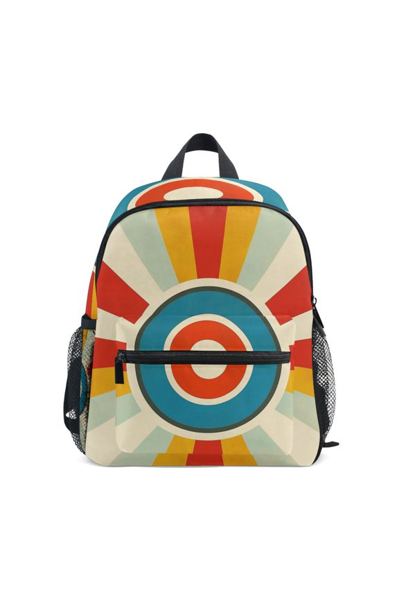 School Backpack with Front Zippered Pocket 12" Student Travel Daypack, Colorful Circles
