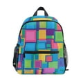thumbnail image 1 of FORMRS School Backpack with Front Zippered Pocket 12" Student Travel Daypack, Colorful Geometric Pattern, 1 of 6