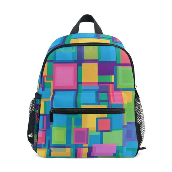 FORMRS School Backpack with Front Zippered Pocket 12" Student Travel Daypack, Colorful Geometric Pattern