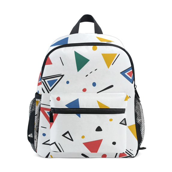 FORMRS School Backpack with Front Zippered Pocket 12" Student Travel Daypack, Colorful Geometric